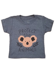 JME Boys Gray Short Sleeve Protect The Animals Koala Tee Shirt T-Shirt Size