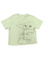 Junior Womens Lime Green Semi Crop Top Yoda Star Wars Tee Shirt T-shirt