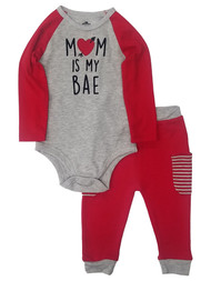 Celebrate infant Boys Mom Is My Bae Valentine Outfit Bodysuit & Pants