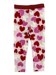 Toddler Girls Red & Pink Heart Leggings Valentines Day Stretch Pants