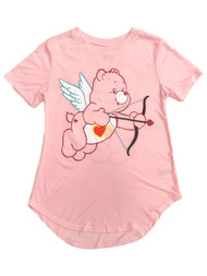 Junior Womens Pink Love-A-Lot Care Bears Tee Shirt T-shirt