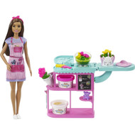 Barbie Career Florist Playset with Brunette Doll, Dough, Vases and More