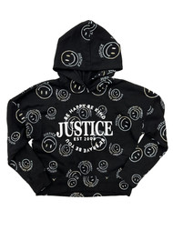 Justice Girls Black Smile Be Happy Be Kind Semi Crop Sweatshirt