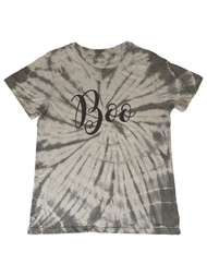 Womens Gray Tie Dye Short Sleeve Boo Halloween T-Shirt Tee Shirt
