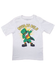St Patricks Boys White Short Sleeve Good As Gold Tee Shirt
