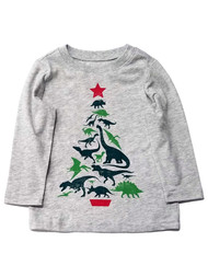 Jumping Beans Infant & Toddler Boys Gray Dinosaur Christmas Tree T-Shirt