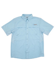 Realtree Mens Light Blue Short Sleeve Fishing Guide Shirt