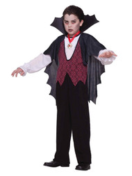 Boys Vampire Halloween Costume Shirt with Vest Cape & Medallion Medium (8-10)