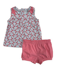 Carters Infant Girls Pink & Blue Dolphin Tank Top and Shorts Outfit