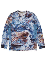 Realtree Aspect Mens Blue & Brown Camo Long Sleeve Performance Fishing Shirt