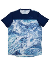 Realtree Mens Blue Wave Crest Short Sleeve Performance Fishing Shirt