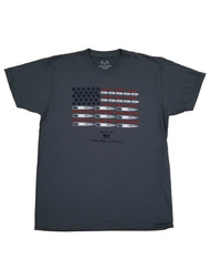 Realtree Mens Gray Ammo United States Flag Short Sleeve Performance T-Shirt