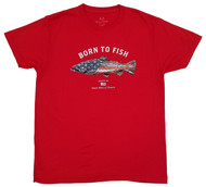 Realtree Mens Red Born To Fish Short Sleeve Performance T-Shirt
