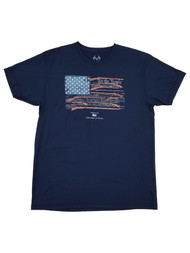 Realtree Mens Navy We The People Musket Flag Short Sleeve Performance T-Shirt