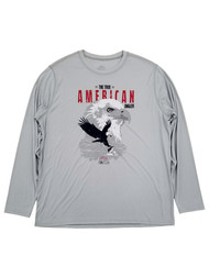 Fintech Mens Gray Bald Eagle Long Sleeve Performance Fishing Shirt