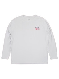 Fintech Mens White Patriotic USA Long Sleeve Performance Fishing Shirt