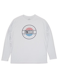 Fintech Mens White Patriotic Long Sleeve Performance Fishing Shirt