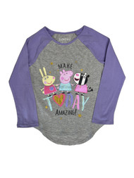 Peppa Pig Girls Gray Make Today Amazing Rabbit & Zebra T-Shirt Tee Shirt