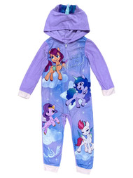 My Little Pony Girls Purple Watch Me Shine Hooded Union Suit Pajamas