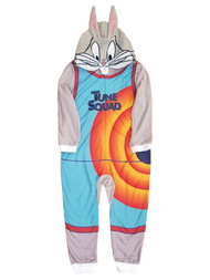 Space Jam Boys Gray Fleece Toon Squad Union Suit Hoodie Sleeper Pajama