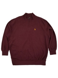 U.S. Polo Assn. Mens Big & Tall Burgundy Quarter Zip Pullover Sweatshirt