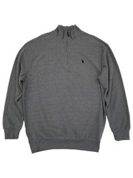 U.S. Polo Assn. Mens Big & Tall Gray Quarter Zip Pullover Sweatshirt
