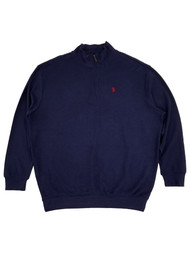 U.S. Polo Assn. Mens Big & Tall Navy Blue Quarter Zip Pullover Sweatshirt