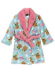 Disney Star Wars Girls Plush Blue & Pink Baby Yoda Robe House Coat Size 6