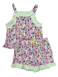 Toddler Girls 2 Piece Colorful Floral Tank Top & Shorts Set Outfit 3T