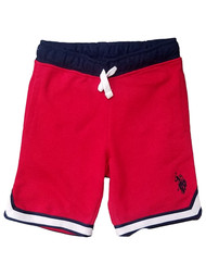 U.S. Polo Assn. Boys Red Knit Shorts With Drawstring & Elastic Waist