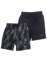 Boys Green & Black 2 Piece Shorts Set With Drawstring & Elastic Waist