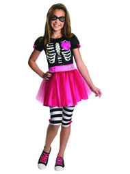 Halloween Barbie Girls Pink Skeleton Costume Dress Small (4-6)