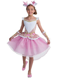 Girls White & Pink Glitter Magical Fawn Deer Costume Dress & Wings Medium (8-10)
