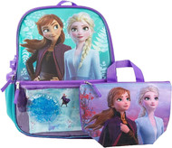 Disney Frozen Anna & Elsa 16" Backpack and Lunchbox Tote 5 Piece Set, School Bag