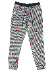 Womens Soft Gray Zebra Heart Jogger Style Sleep Pants Pajama Bottoms