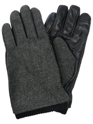 Goodfellow Mens Black Tweed & Leather Touch Screen Gloves