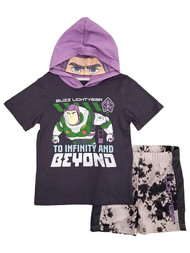 Disney Boys Gray & Purple Buzz Lightyear Outfit Tee Shirt & Shorts Set