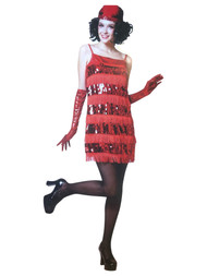 Womens Red Flapper Dress Halloween Costume