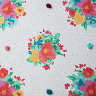 The Pioneer Woman Colorful Floral Dots Fabric Shower Curtain with Pom Pom Accent