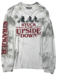 Stranger Things Junior Womens Long White Tie Dye Tee Shirt T-Shirt