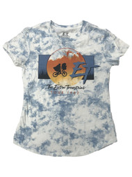 Extra Terrestrial Junior Womens Blue Tie Dye E.T. Tee Shirt T-Shirt