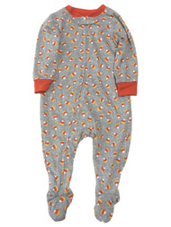 Infant Boys & Girls Gray Candy Corn Halloween Sleeper Pajamas