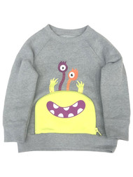 Infant & Toddler Boys Gray Monster Pocket Halloween Sweatshirt