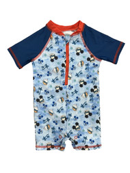 Disney Infant Boys Mickey Mouse & Donald One Piece Zip Rash Guard Swimsuit