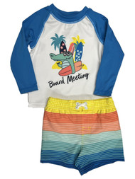 Infant & Toddler Boys Crocodile Board Meeting Surf Rash Guard & Swim Trunks