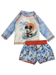 Disney Infant Boys Baby Mickey Donald Surfing Rash Guard & Swim Trunks Set