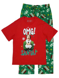 Bioworld Mens 2-Piece Elf Buddy OMG! Santa! Sleepwear Pajama Set