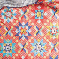 The Pioneer Woman Orange Starlight Patchwork King Bed Cotton Quilt, Comforter