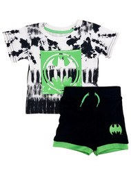 Infant & Toddler Boys Batman Outfit Black Tie Dye Shirt & Shorts Set