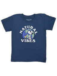 Peanuts Boys Short Sleeve Blue Snoopy Natural Vibes T-Shirt Tee